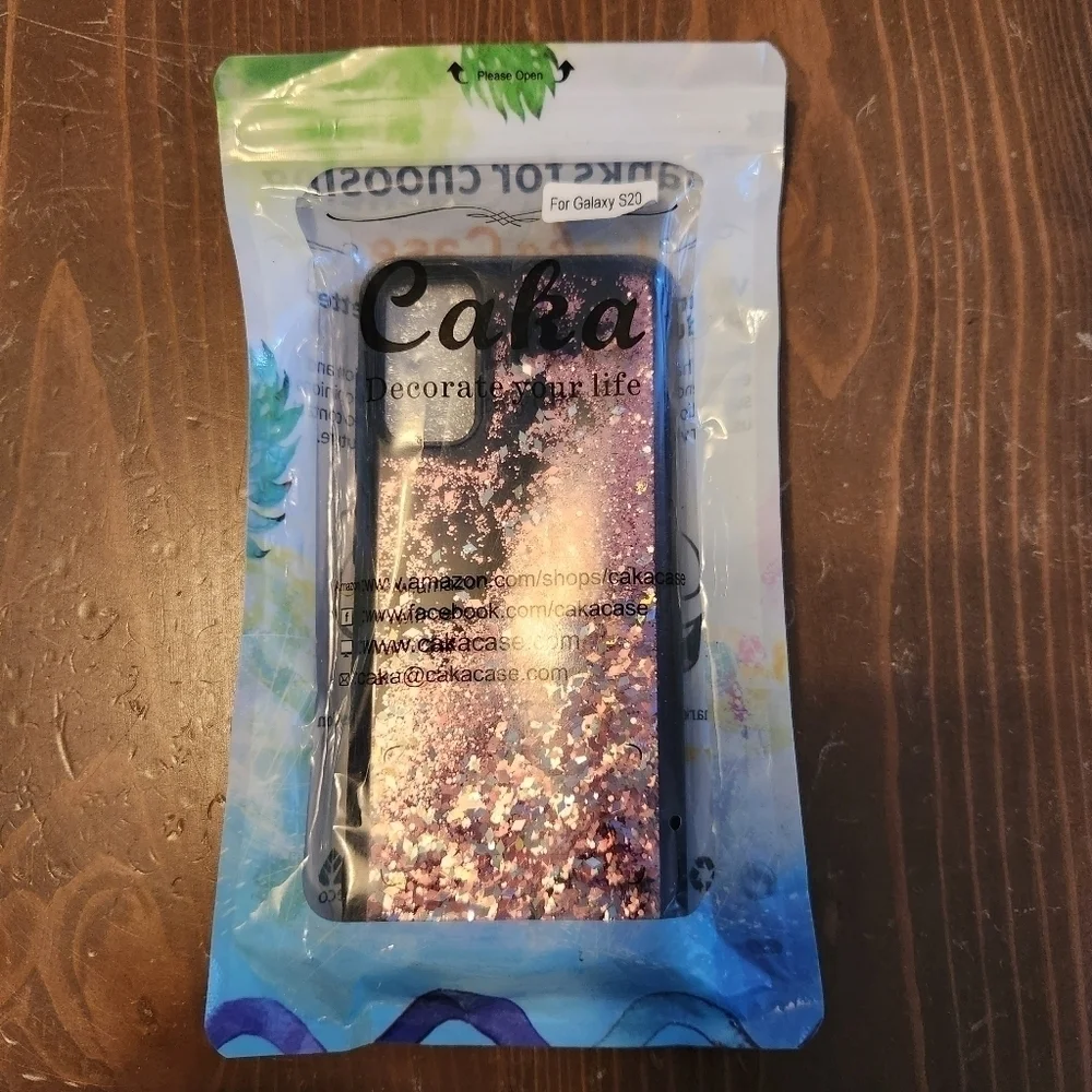 Caka Galaxy S20 Case With Pink/Purple Glitter Liquid Bling Case Brand New